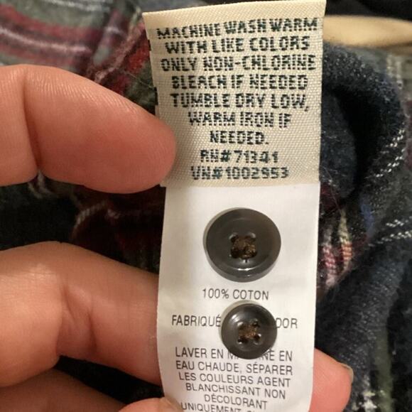 L.L.Bean Womens Flannel Shirt Medium Regular Fit Grey Plaid Gorpcore Fall Casual - Picture 9 of 9